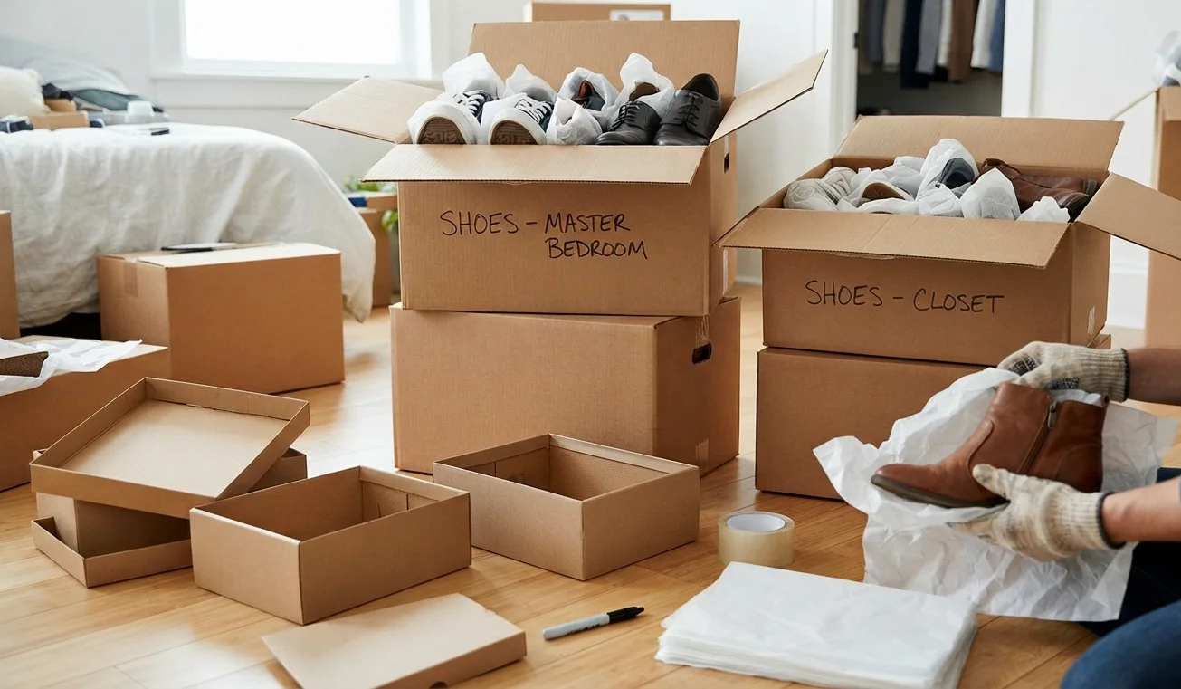How to Pack Shoe Boxes for Moving